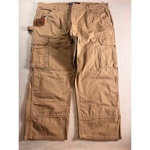 Wrangler Riggs Workwear Cargo Pants Mens 42x30 Tan Ripstop Carpenter Trousers